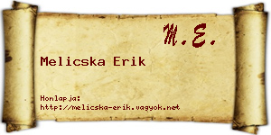 Melicska Erik névjegykártya
